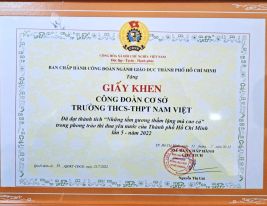 Trường THCS-THPT Nam Việt vinh dự là tập thể tiêu biểu trong Phong trào thi đua “Những tấm gương thầm lặng mà cao cả”